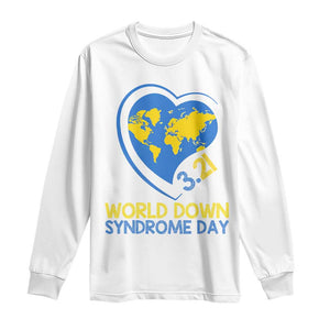 World Down Syndrome Day March 21 World Heart Long Sleeve Shirt TS11 White Print Your Wear