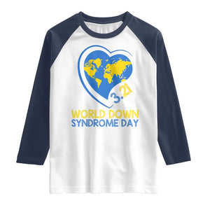 World Down Syndrome Day March 21 World Heart Raglan Shirt TS11 White Navy Print Your Wear