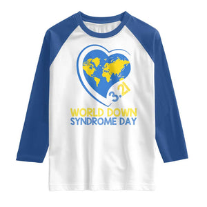 World Down Syndrome Day March 21 World Heart Raglan Shirt TS11 White Royal Print Your Wear