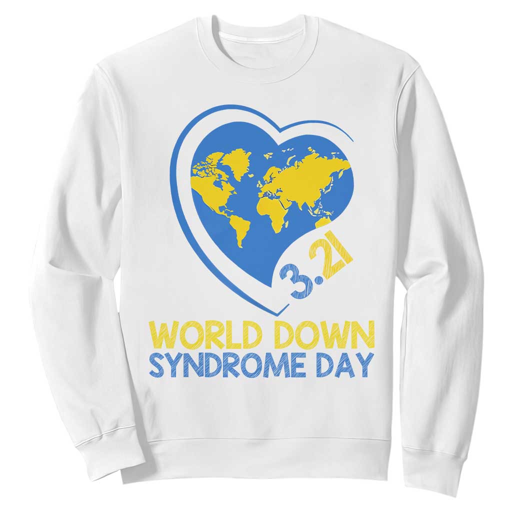 World Down Syndrome Day March 21 World Heart Sweatshirt TS11 White Print Your Wear