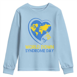 World Down Syndrome Day March 21 World Heart Youth Sweatshirt TS11 Light Blue Print Your Wear