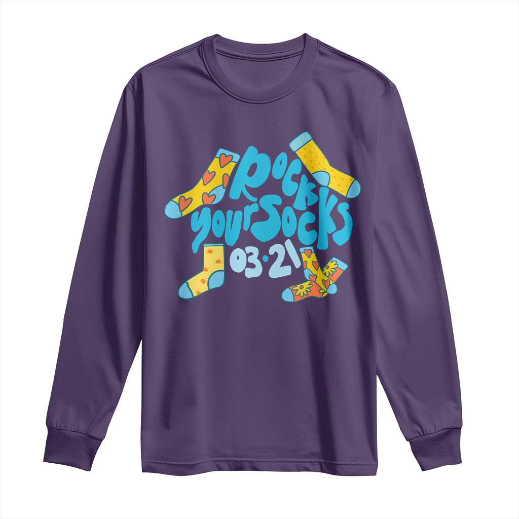 Rock Your Socks Long Sleeve Shirt Down Syndrome Awareness March 21 TS11 Purple Print Your Wear