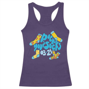 Rock Your Socks Racerback Tank Top Down Syndrome Awareness March 21 TS11 Purple Print Your Wear