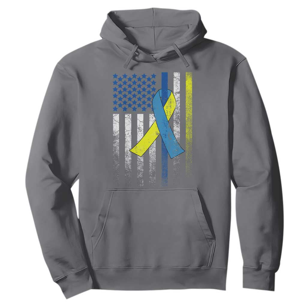 Down Syndrome Awareness Vintage American Flag Hoodie TS11 Charcoal Print Your Wear