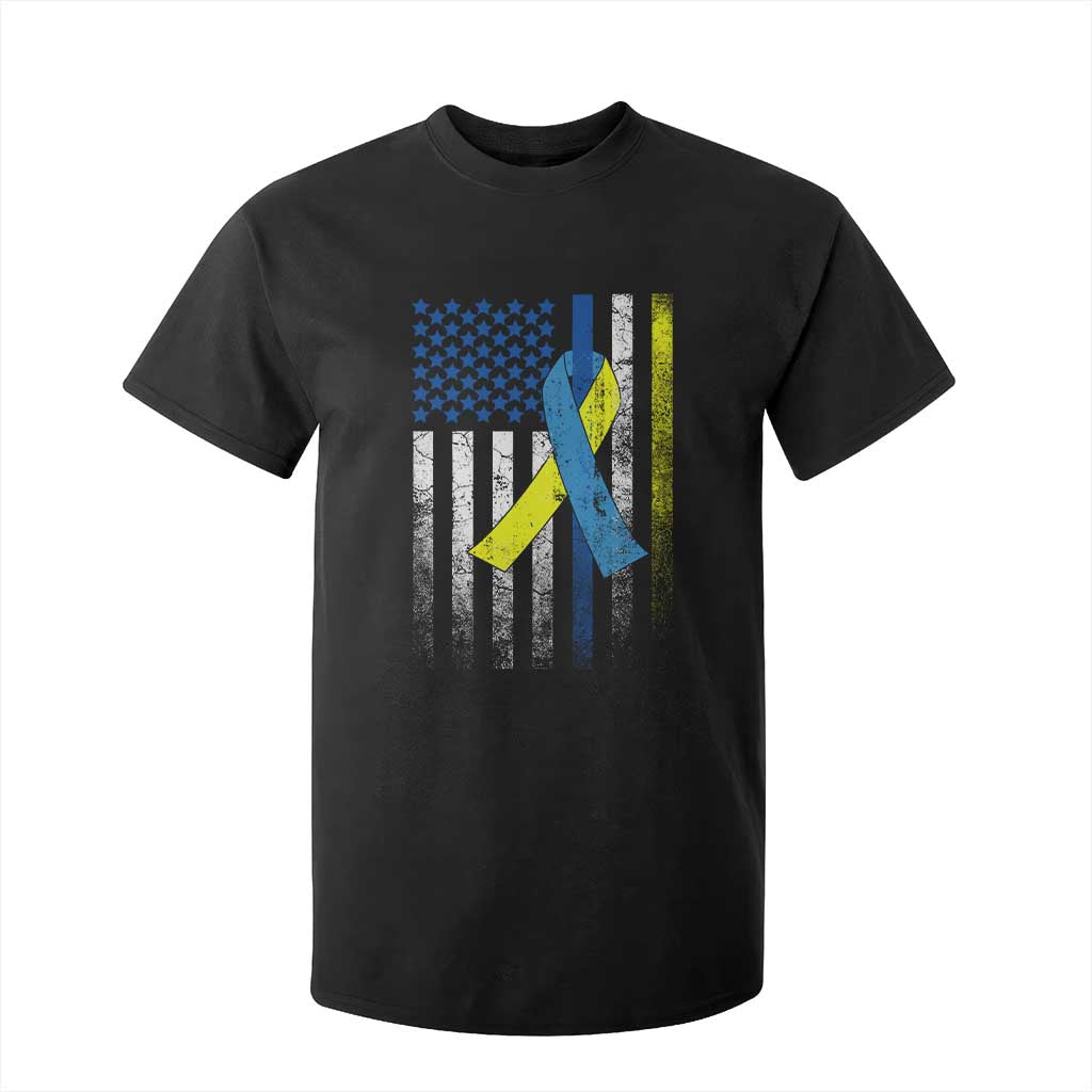 Down Syndrome Awareness Vintage American Flag T Shirt For Kid TS11 Black Print Your Wear