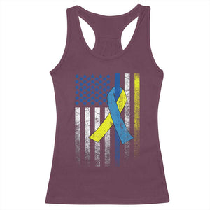 Down Syndrome Awareness Vintage American Flag Racerback Tank Top TS11 Maroon Print Your Wear