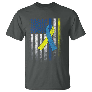 Down Syndrome Awareness Vintage American Flag T Shirt TS11 Dark Heather Print Your Wear
