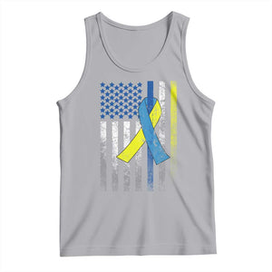 Down Syndrome Awareness Vintage American Flag Tank Top TS11 Athletic Heather Print Your Wear