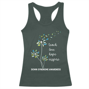 Down Syndrome Awareness Racerback Tank Top Teach Love Hope Inspire Socks Dandelion TS11 Dark Forest Green Print Your Wear