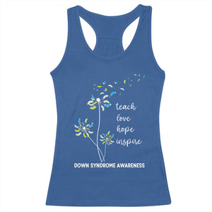 Down Syndrome Awareness Racerback Tank Top Teach Love Hope Inspire Socks Dandelion TS11 Royal Blue Print Your Wear
