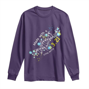 World Down Syndrome Day Made With A Little Extra Long Sleeve Shirt March 21 DNA Flower TS11 Purple Print Your Wear