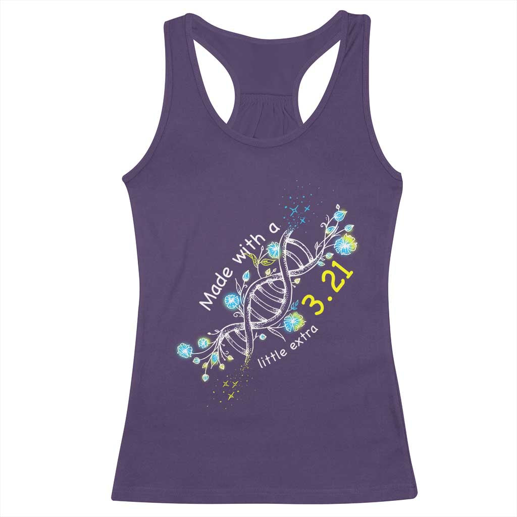 World Down Syndrome Day Made With A Little Extra Racerback Tank Top March 21 DNA Flower TS11 Purple Print Your Wear