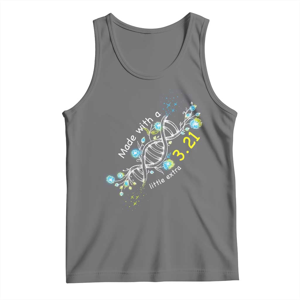 World Down Syndrome Day Made With A Little Extra Tank Top March 21 DNA Flower TS11 Black Heather Print Your Wear