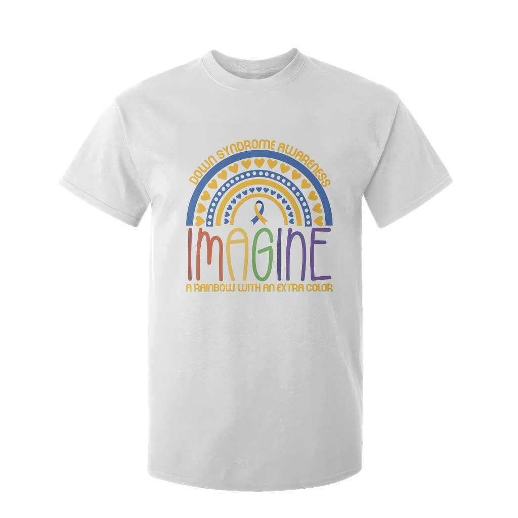 Down Syndrome Awareness T Shirt For Kid Imagine A Rainbow With An Extra Color Heart Rainbow TS11 White Print Your Wear