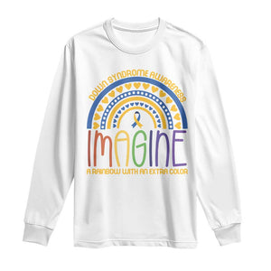 Down Syndrome Awareness Long Sleeve Shirt Imagine A Rainbow With An Extra Color Heart Rainbow TS11 White Print Your Wear