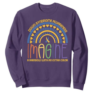 Down Syndrome Awareness Sweatshirt Imagine A Rainbow With An Extra Color Heart Rainbow TS11 Purple Print Your Wear