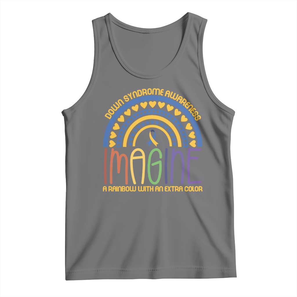 Down Syndrome Awareness Tank Top Imagine A Rainbow With An Extra Color Heart Rainbow TS11 Black Heather Print Your Wear