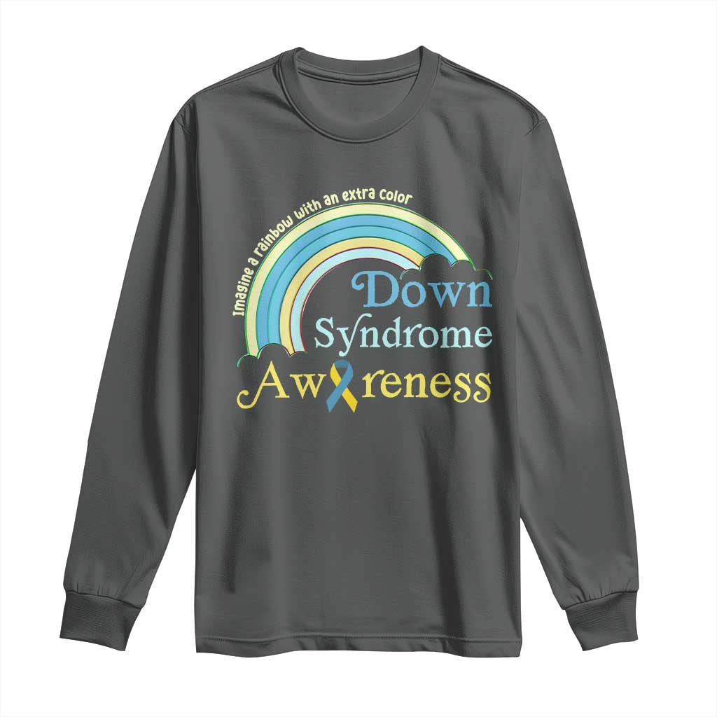 Down Syndrome Awareness Long Sleeve Shirt Imagine A Rainbow With An Extra Color TS11 Dark Heather Print Your Wear