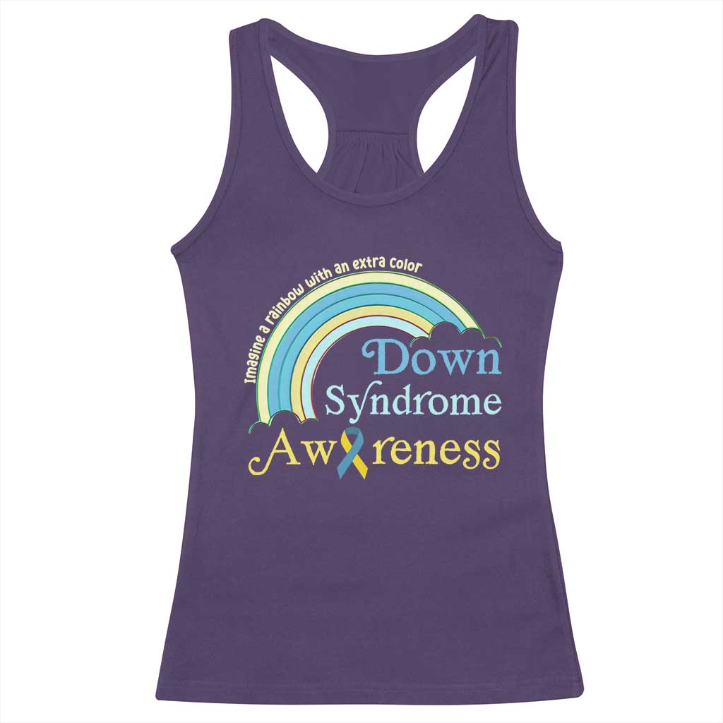 Down Syndrome Awareness Racerback Tank Top Imagine A Rainbow With An Extra Color TS11 Purple Print Your Wear