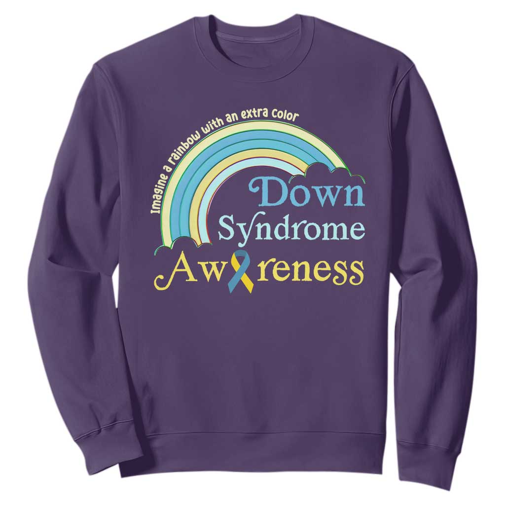 Down Syndrome Awareness Sweatshirt Imagine A Rainbow With An Extra Color TS11 Purple Print Your Wear