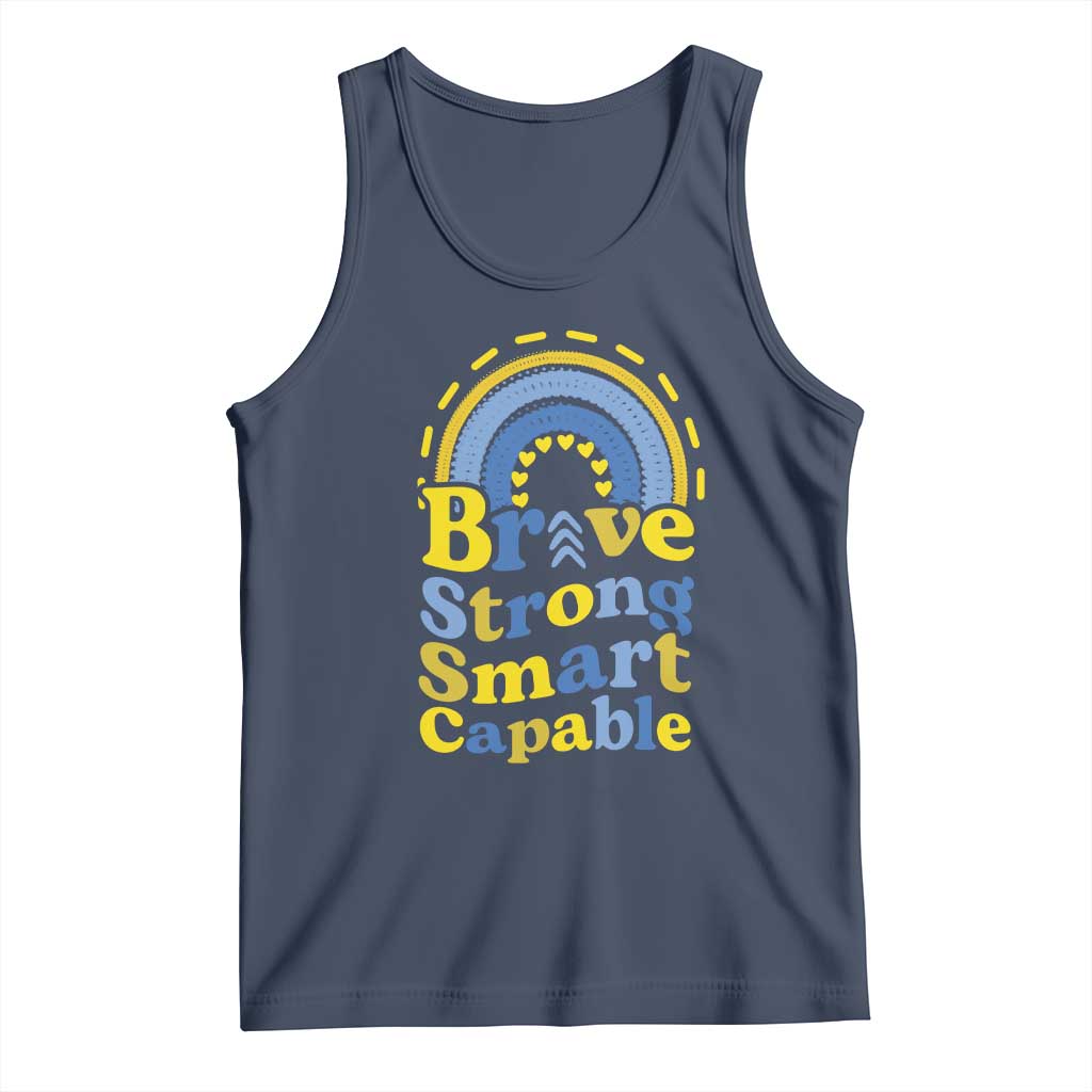 Down Syndrome Awareness Tank Top Brave Strong Smart Capable Rainbow TS11 Navy Print Your Wear