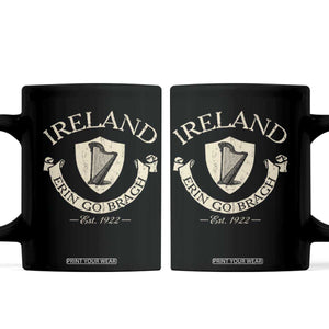 Ireland Erin Go Bragh Est 1922 Coffee Mug Irish Pride Vintage Harp TS11 Black Print Your Wear