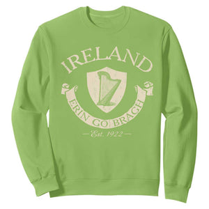 Ireland Erin Go Bragh Est 1922 Sweatshirt Irish Pride Vintage Harp TS11 Lime Print Your Wear