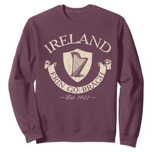 Ireland Erin Go Bragh Est 1922 Sweatshirt Irish Pride Vintage Harp TS11 Maroon Print Your Wear