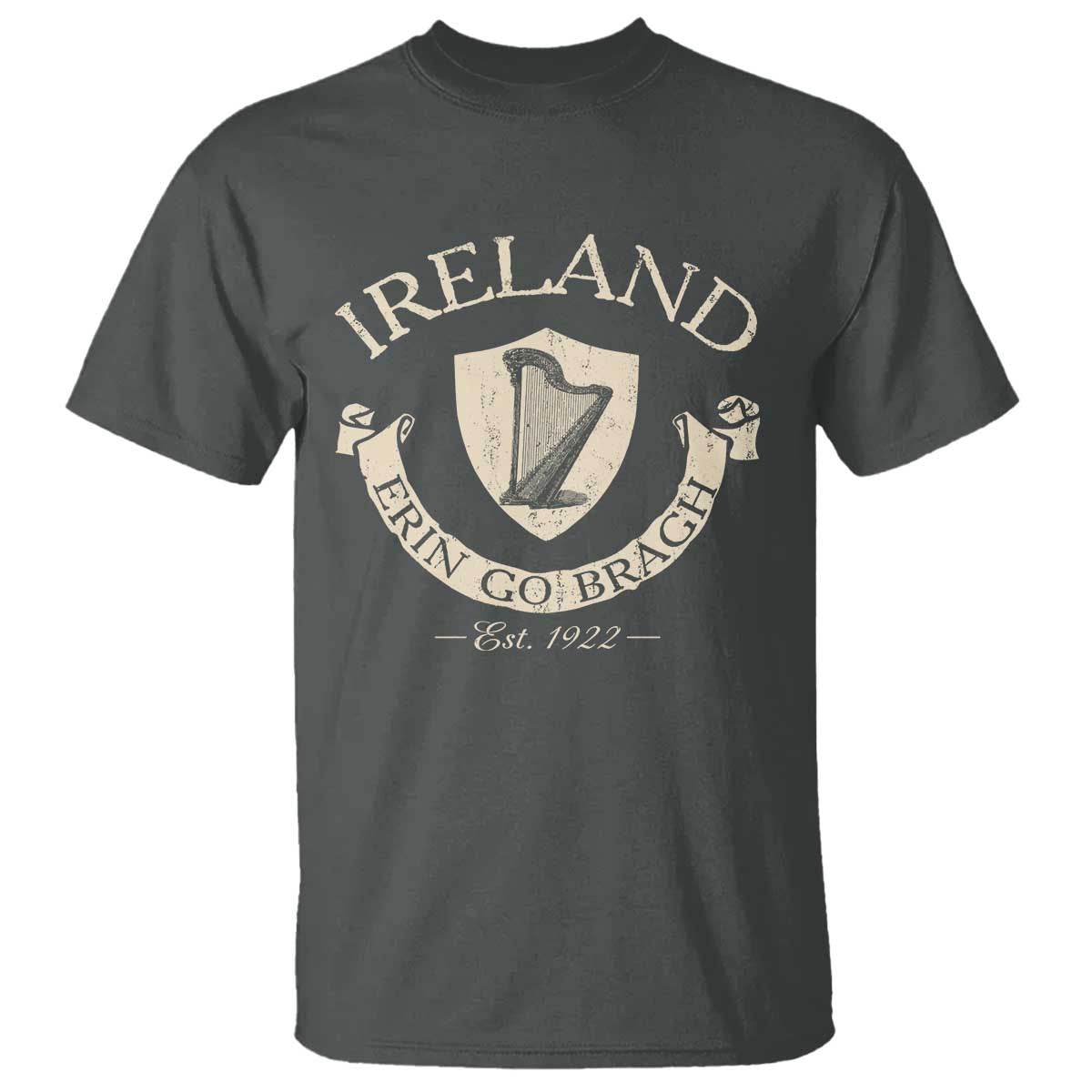 Ireland Erin Go Bragh Est 1922 T Shirt Irish Pride Vintage Harp TS11 Dark Heather Print Your Wear