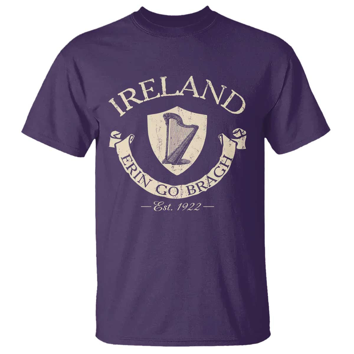 Ireland Erin Go Bragh Est 1922 T Shirt Irish Pride Vintage Harp TS11 Purple Print Your Wear