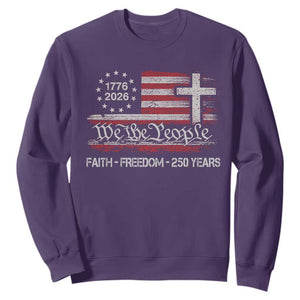 Faith Freedom 250 Years Sweatshirt Christian USA 250th Anniversary TS11 Purple Print Your Wear