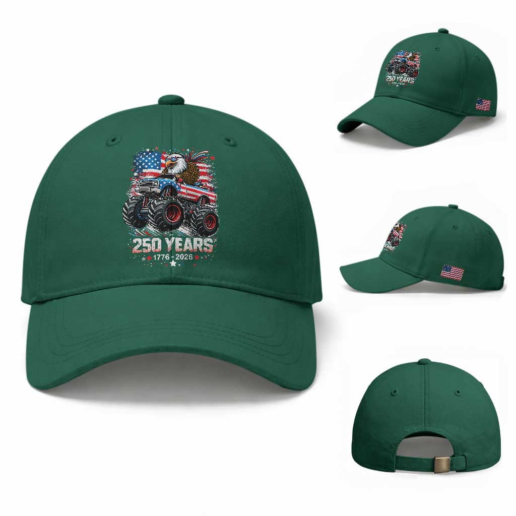 USA 250th Anniversary 250 Years 1776 2026 Monster Truck Eagle Baseball Cap TS11 Baseball Cap Universal Fit Irish Green Print Your Wear