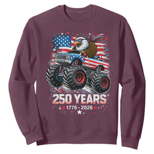 USA 250th Anniversary 250 Years 1776 2026 Monster Truck Eagle Sweatshirt TS11 Maroon Print Your Wear