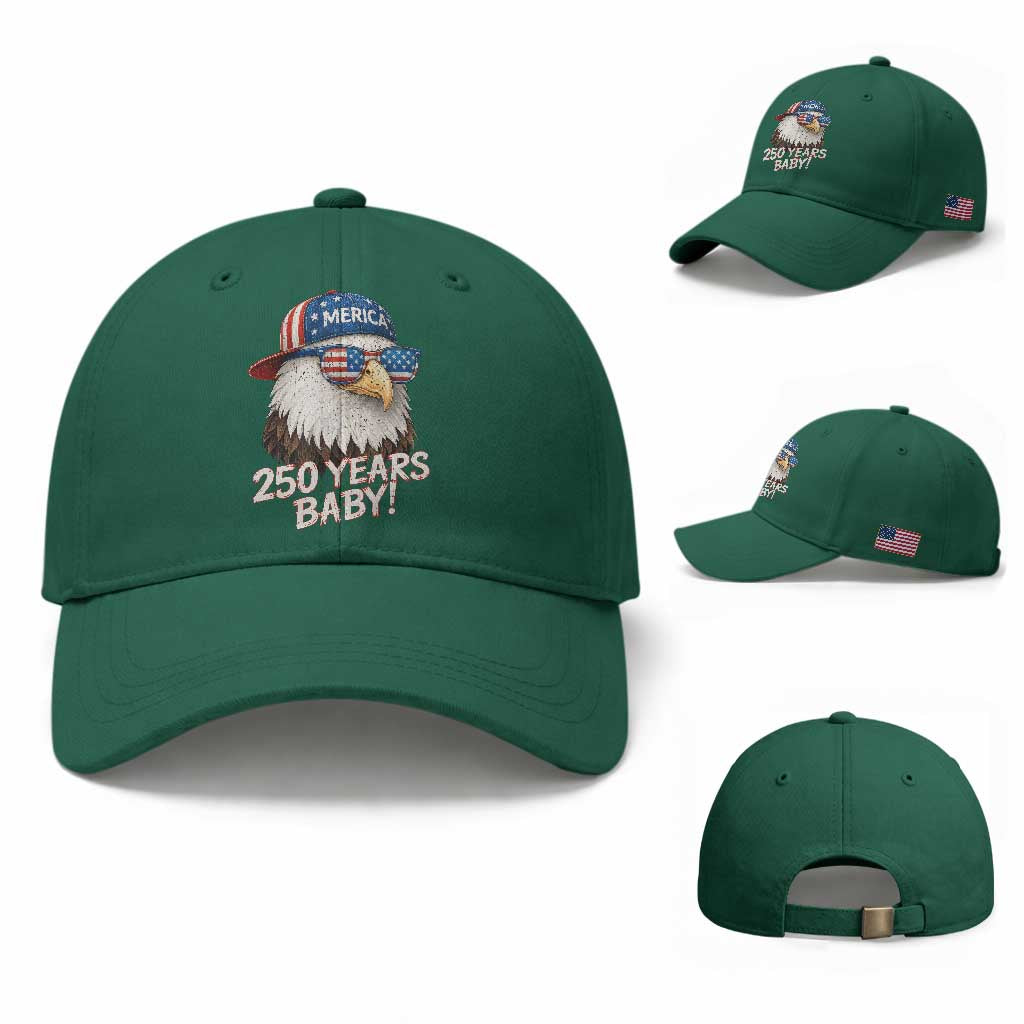 250th Anniversary USA 250 Years Baby Bald Eagle Baseball Cap TS11 Baseball Cap Universal Fit Irish Green Print Your Wear