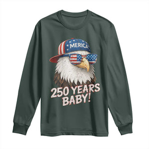 250th Anniversary USA 250 Years Baby Bald Eagle Long Sleeve Shirt TS11 Dark Forest Green Print Your Wear