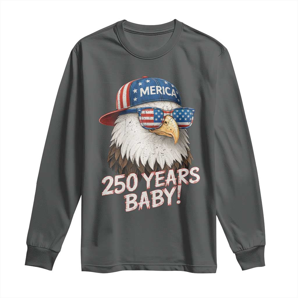 250th Anniversary USA 250 Years Baby Bald Eagle Long Sleeve Shirt TS11 Dark Heather Print Your Wear