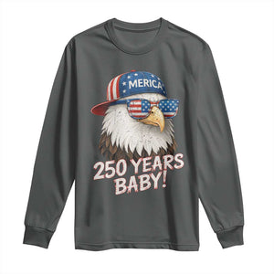 250th Anniversary USA 250 Years Baby Bald Eagle Long Sleeve Shirt TS11 Dark Heather Print Your Wear