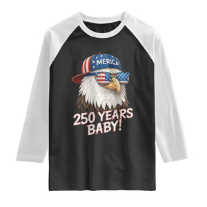 250th Anniversary USA 250 Years Baby Bald Eagle Raglan Shirt TS11 Black White Print Your Wear