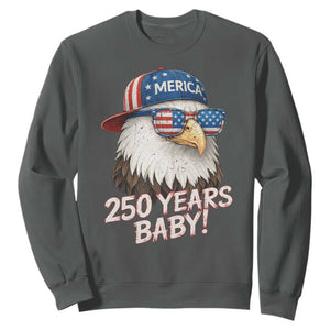 250th Anniversary USA 250 Years Baby Bald Eagle Sweatshirt TS11 Dark Heather Print Your Wear