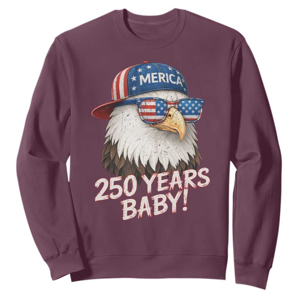 250th Anniversary USA 250 Years Baby Bald Eagle Sweatshirt TS11 Maroon Print Your Wear