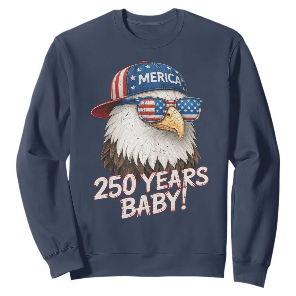 250th Anniversary USA 250 Years Baby Bald Eagle Sweatshirt TS11 Navy Print Your Wear
