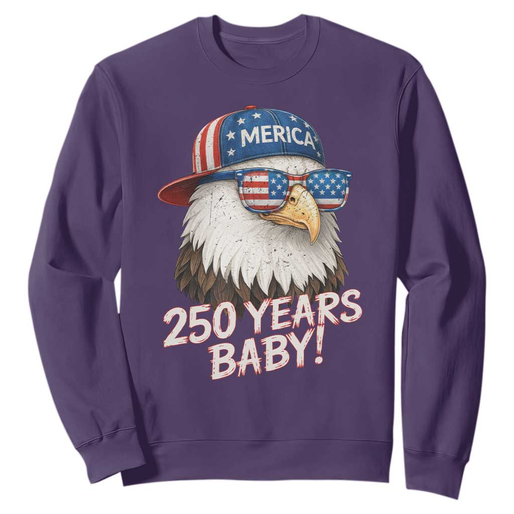 250th Anniversary USA 250 Years Baby Bald Eagle Sweatshirt TS11 Purple Print Your Wear