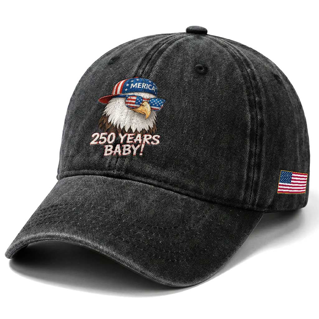 250th Anniversary USA 250 Years Baby Bald Eagle Washed Cotton Baseball Cap TS11 Print Your Wear