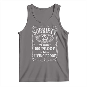 Sobriety From 100 Proof To Living Proof Tank Top Sober Anniversary AA NA Recovery TS11 Deep Heather Print Your Wear