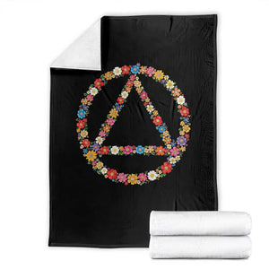 AA Sober Retro Flower Symbol Serenity Recovery Throw Blanket TS11 Black Print Your Wear