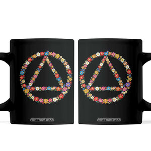AA Sober Retro Flower Symbol Serenity Recovery Coffee Mug TS11 Black Print Your Wear