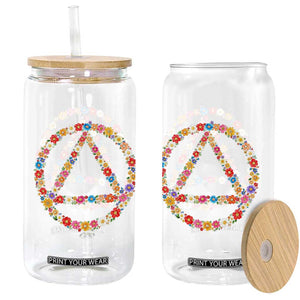 AA Sober Retro Flower Symbol Serenity Recovery Glass Can TS11 Print Your Wear