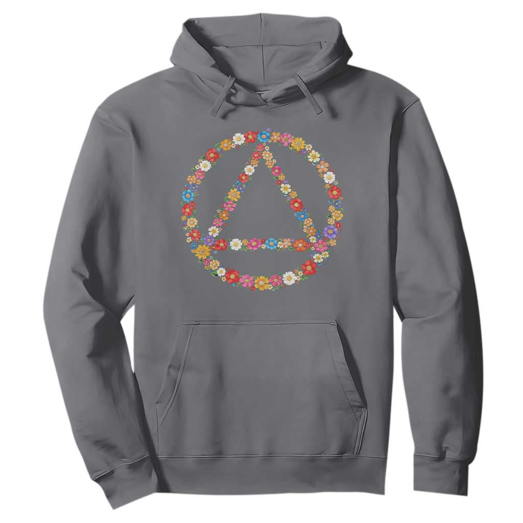 AA Sober Retro Flower Symbol Serenity Recovery Hoodie TS11 Charcoal Print Your Wear