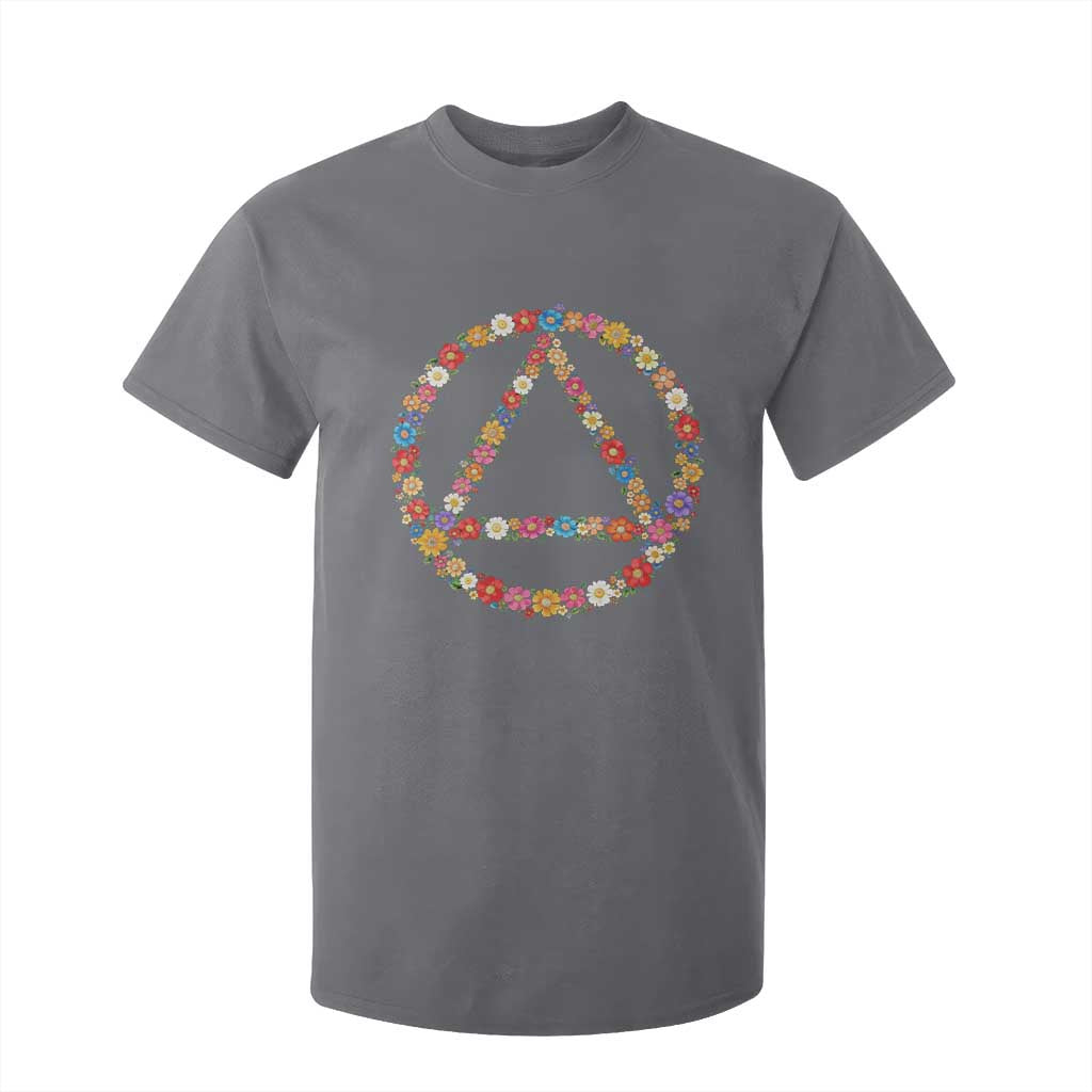 AA Sober Retro Flower Symbol Serenity Recovery T Shirt For Kid TS11 Charcoal Print Your Wear