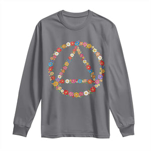 AA Sober Retro Flower Symbol Serenity Recovery Long Sleeve Shirt TS11 Charcoal Print Your Wear